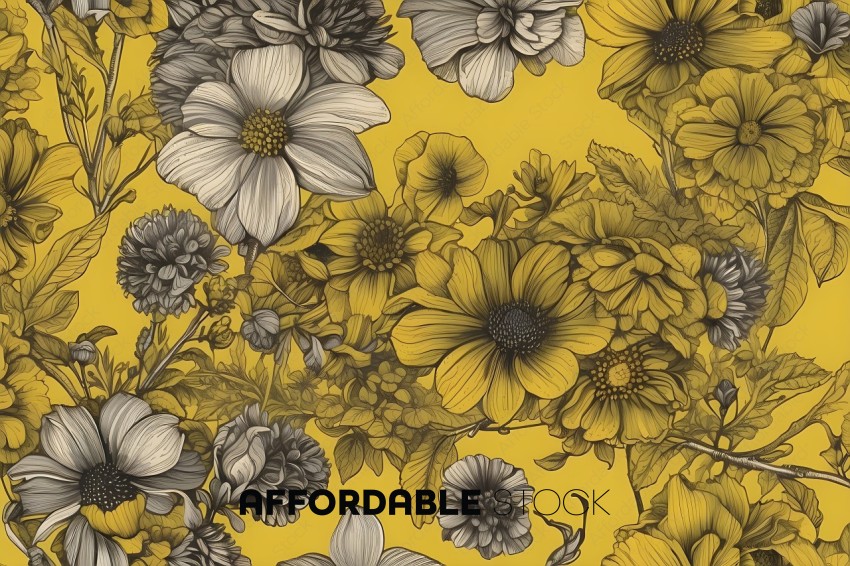 Yellow and Black Flower Pattern
