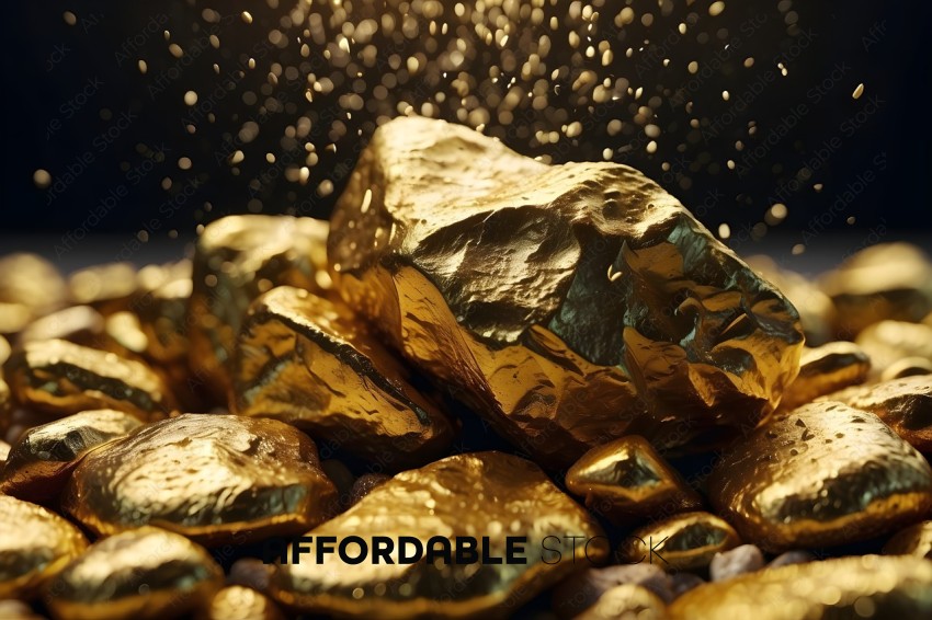Gold Flakes Falling from a Gold Bar