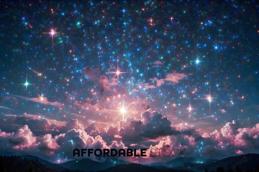 A beautiful night sky with stars and clouds