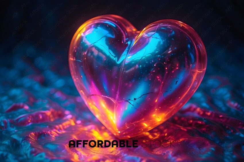 A colorful heart made of glass