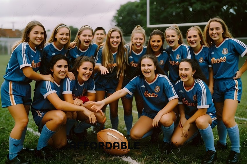 Girls' Soccer Team Poses for a Group Photo