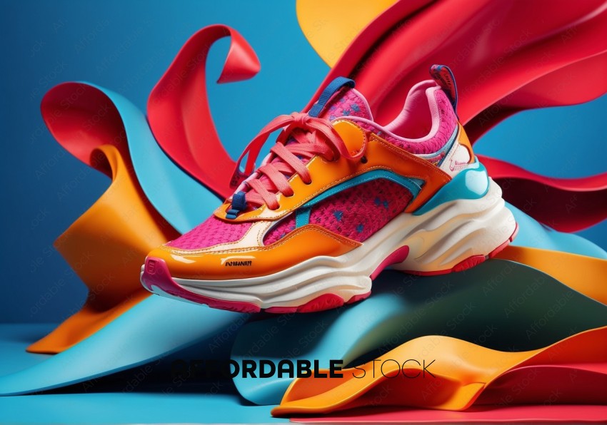 Colorful Sneaker on Abstract Paper Background