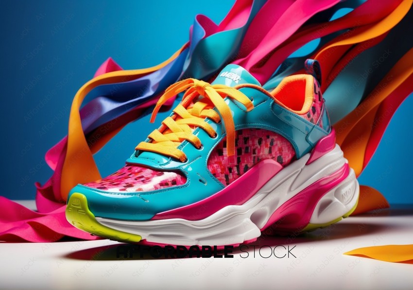 Colorful Sport Sneaker with Abstract Background