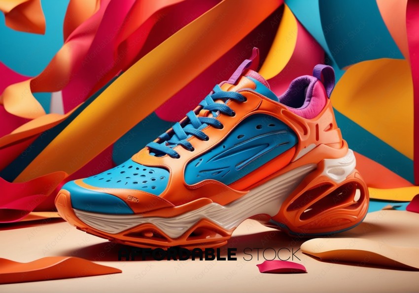 Colorful Modern Sneaker on Abstract Background