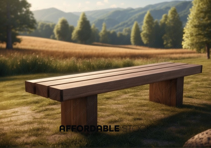 Solitary Wooden Bench Overlooking Scenic Landscape