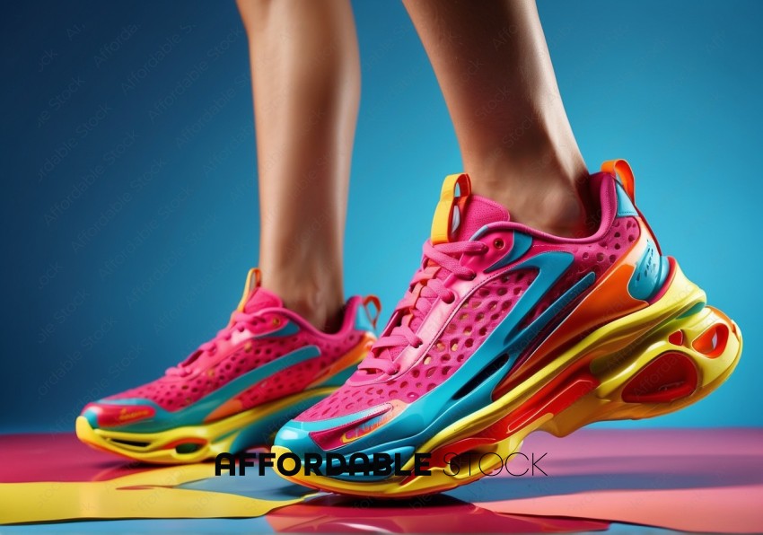 Colorful Athletic Shoes on Vibrant Background