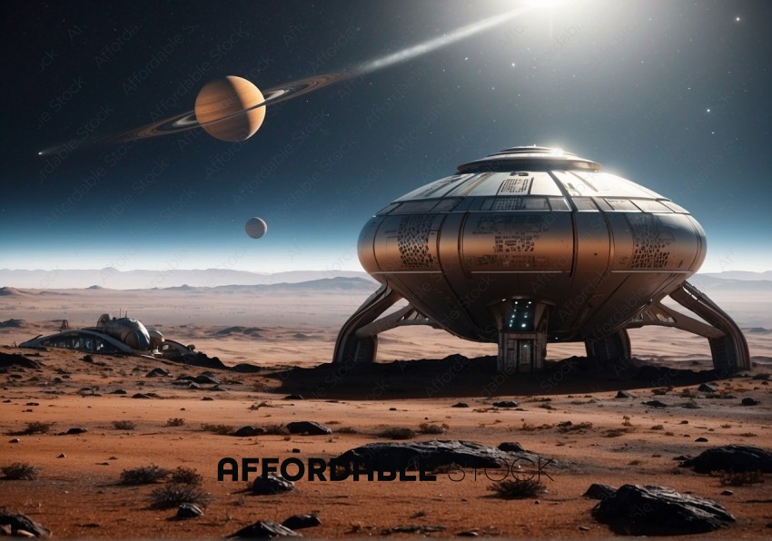 Futuristic Space Settlement on an Alien Desert Planet