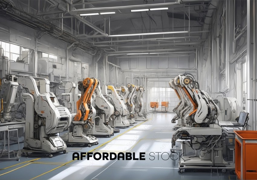 Industrial Robots in Factory Setting
