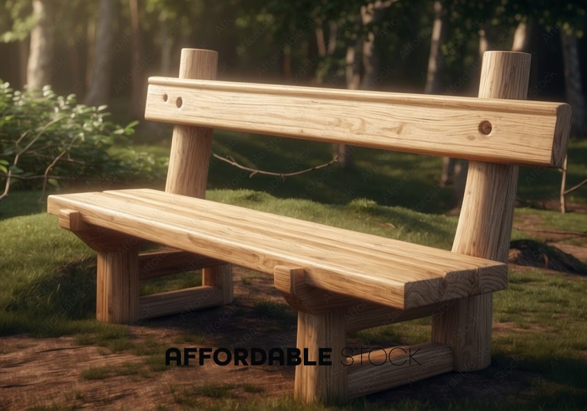 Wooden Park Bench in Natural Setting
