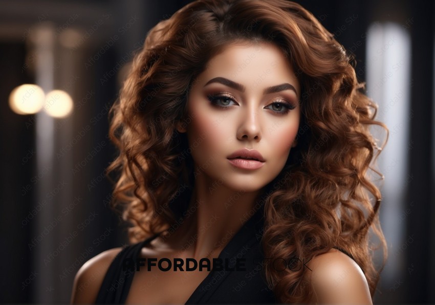 Elegant Woman with Curly Hair Portrait