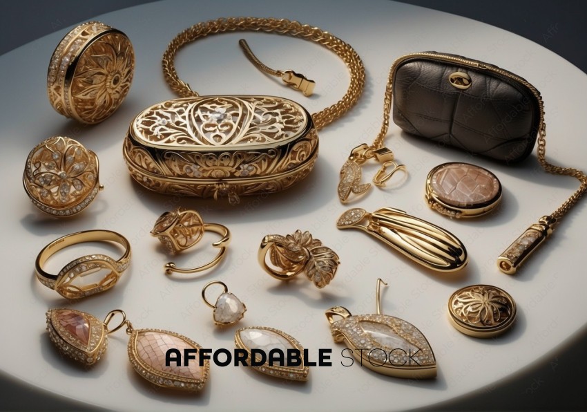Elegant Gold Jewelry Collection on Display