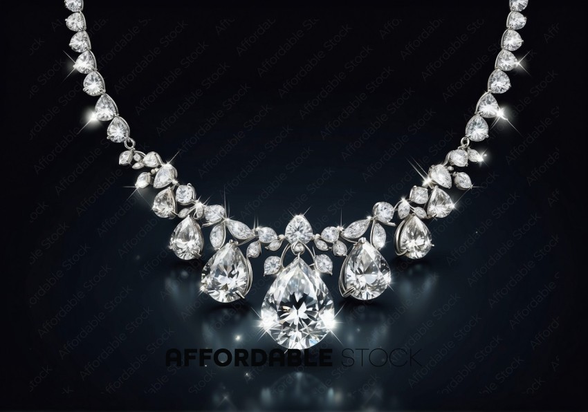 Elegant Diamond Necklace on Dark Background