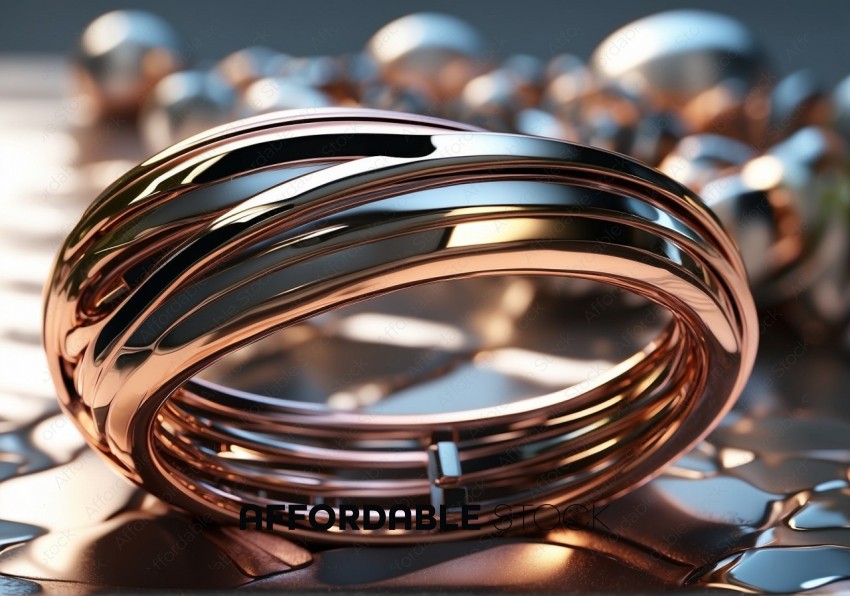 Abstract Copper Rings Reflective Surface