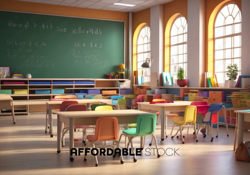 Colorful Elementary Classroom Interior