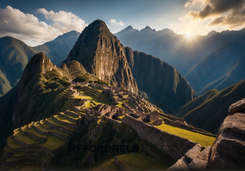 Sunrise Over Machu Picchu Ancient Ruins