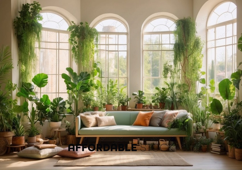 Serene Indoor Garden Living Room