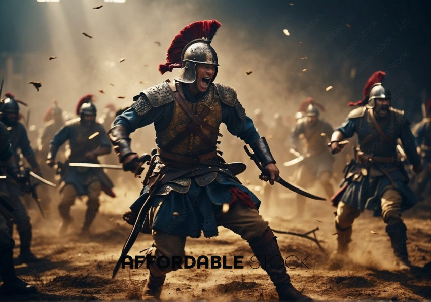 Roman Soldier Yelling in Battle