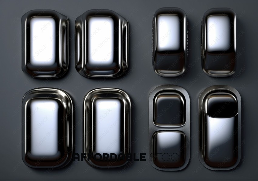 Black Glossy Buttons on Dark Background
