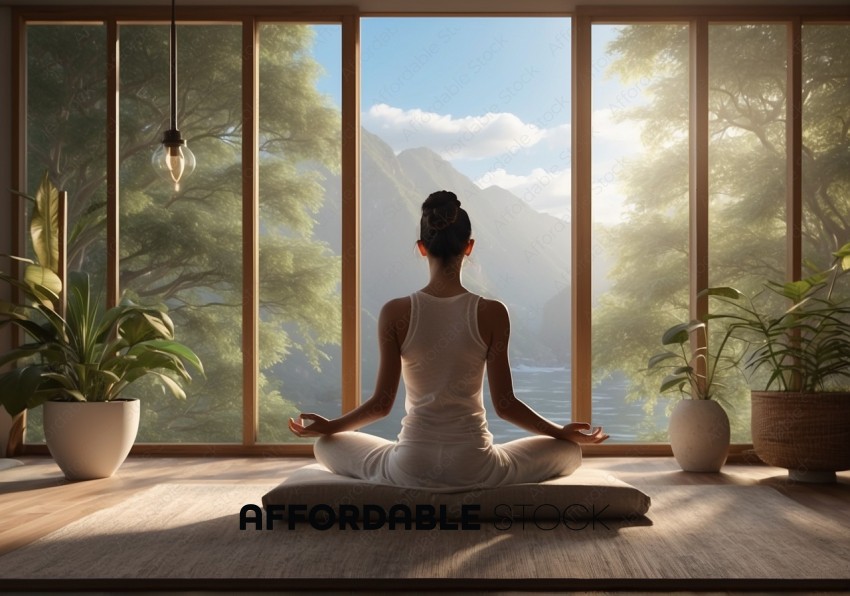 Meditation with Scenic Mountain View