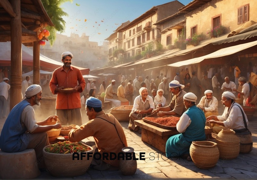 Bustling Traditional Market Scene