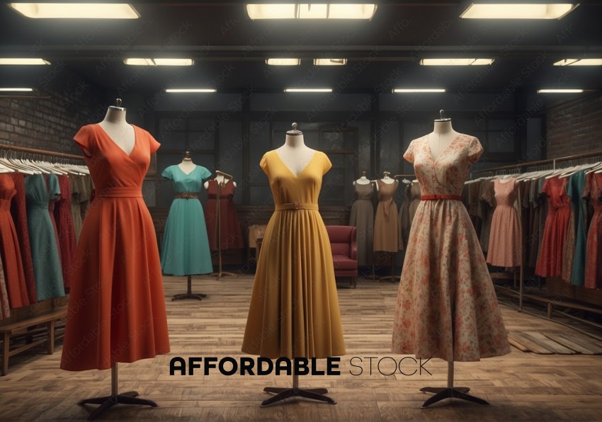 Vintage Dresses Display in Boutique Interior