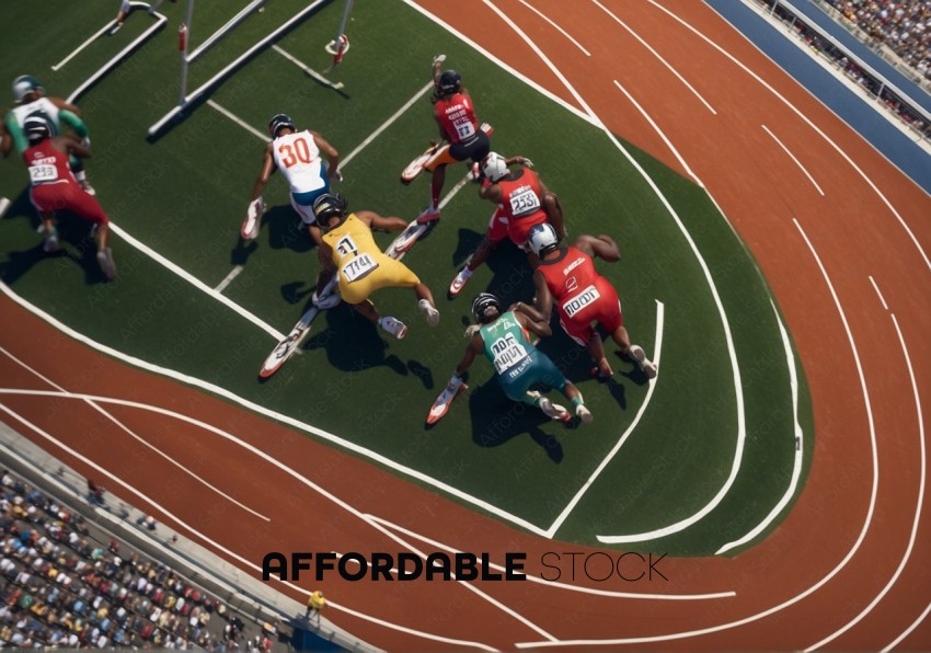 Aerial View of Track and Field Race