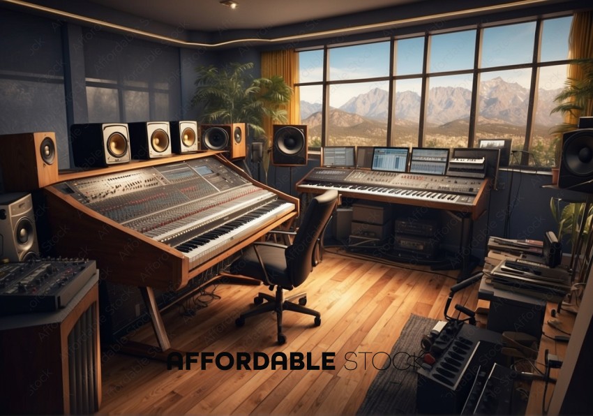 Modern Home Music Studio with Mountain View