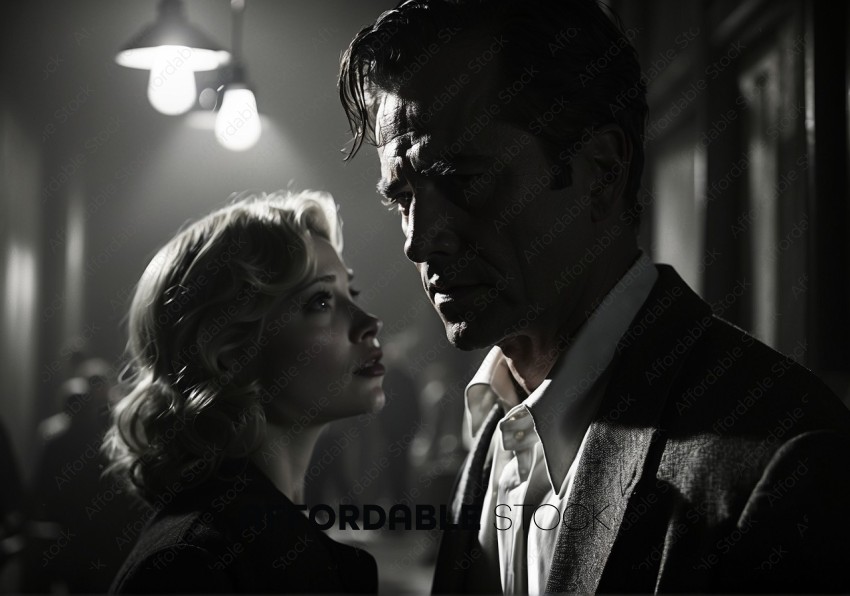 Noir Style Couple in Dramatic Lighting