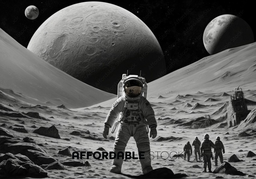 Astronauts on Alien Moon Surface