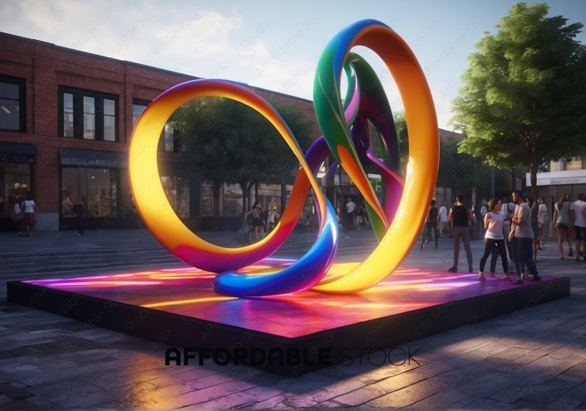 Colorful Infinity Sculpture in Urban Plaza