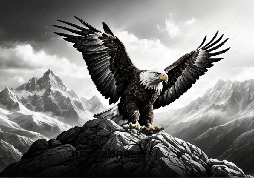 Majestic Bald Eagle on Rocky Peak
