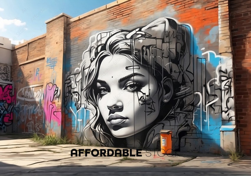 Urban Street Art Mural of Woman's Face