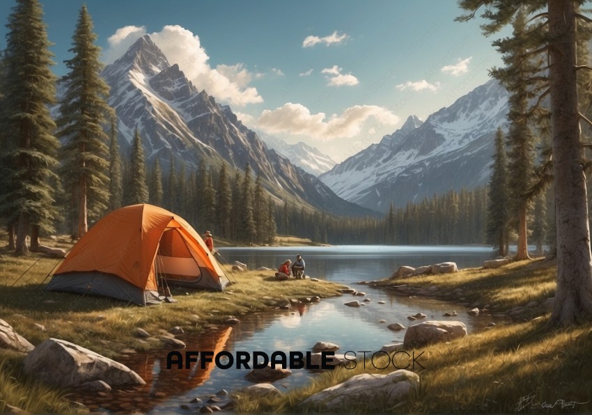 Serene Mountain Camping by a Lake