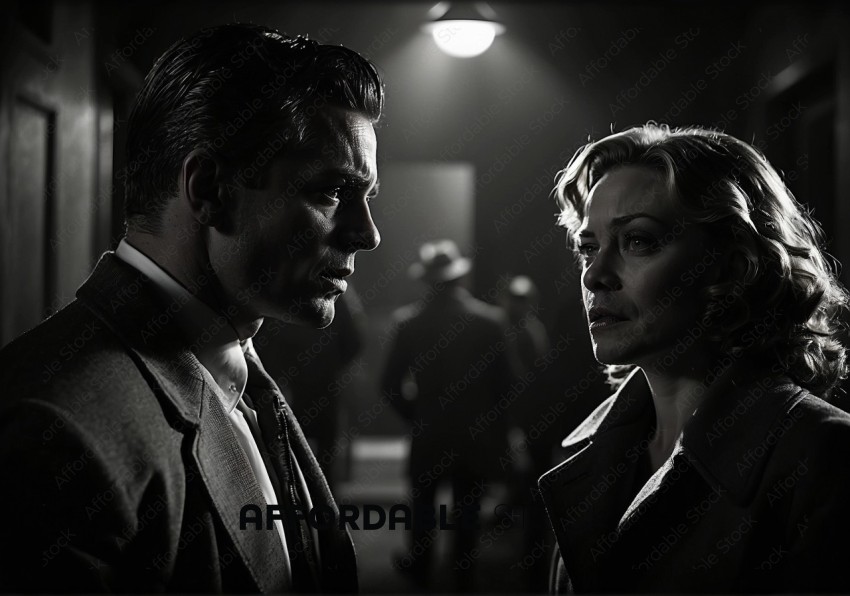Noir Style Cinematic Scene with Two Characters
