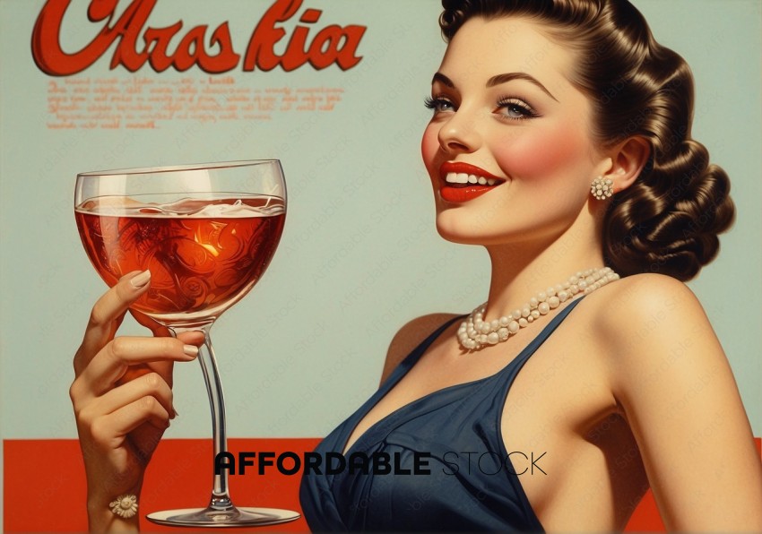 Vintage Style Woman with Cocktail