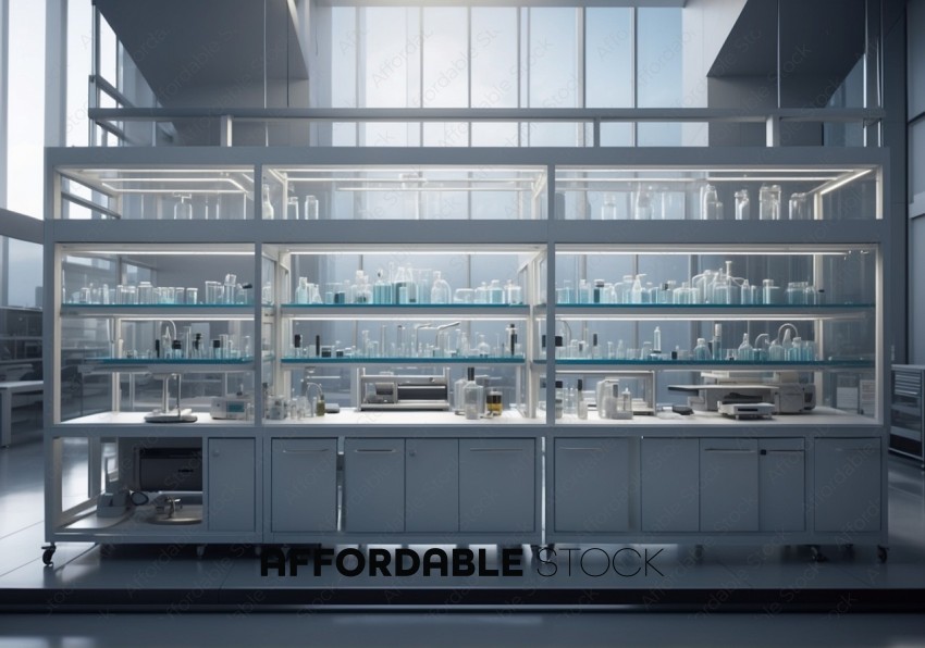 Modern Laboratory Interior with Glassware