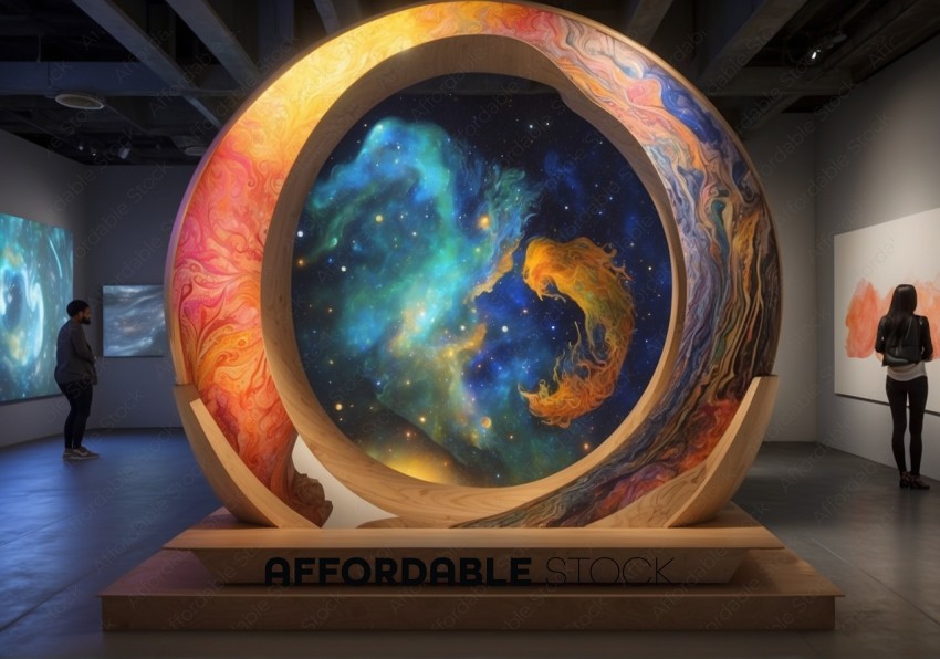 Cosmic Art Display in Modern Gallery