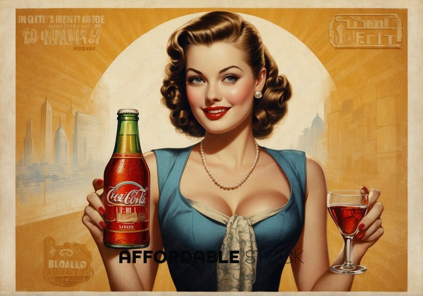 Vintage-Inspired Woman Holding Beverage
