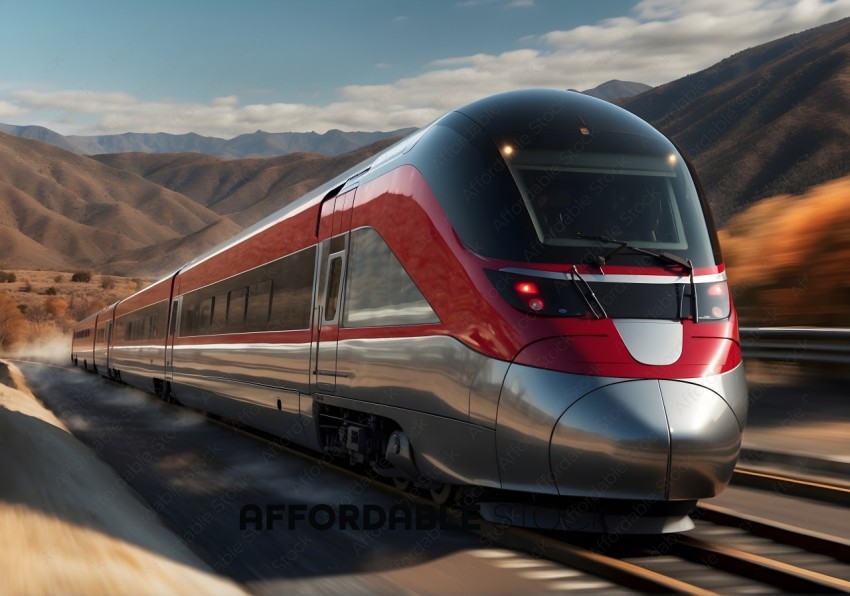 Modern High-Speed Train in Mountain Landscape