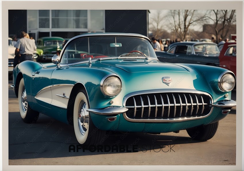 Vintage Teal Corvette at Classic Car Show