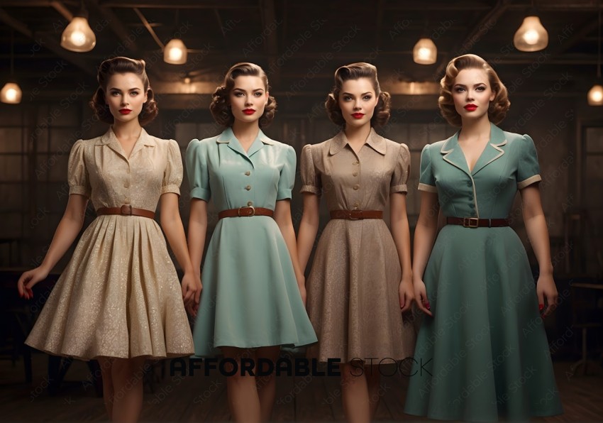 Vintage Styled Women in Classic Dresses
