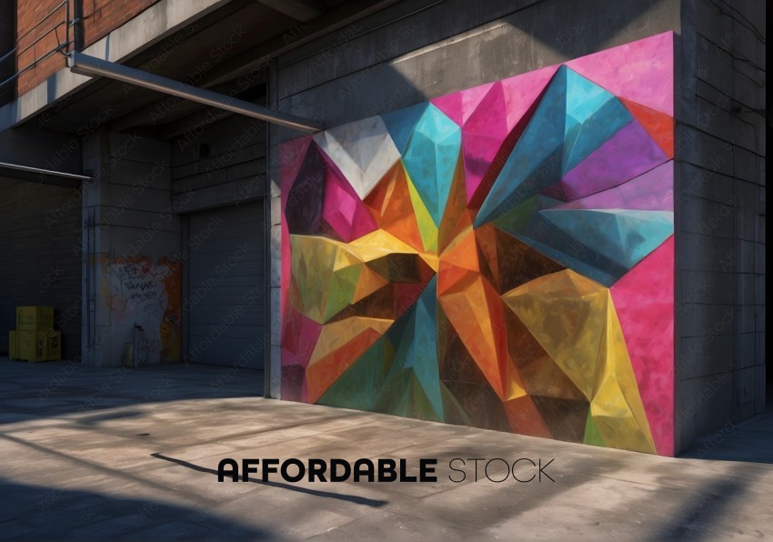Colorful Geometric Mural on Urban Building