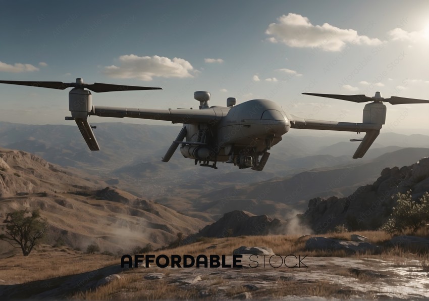 Unmanned Aerial Vehicle Flying Over Mountainous Terrain