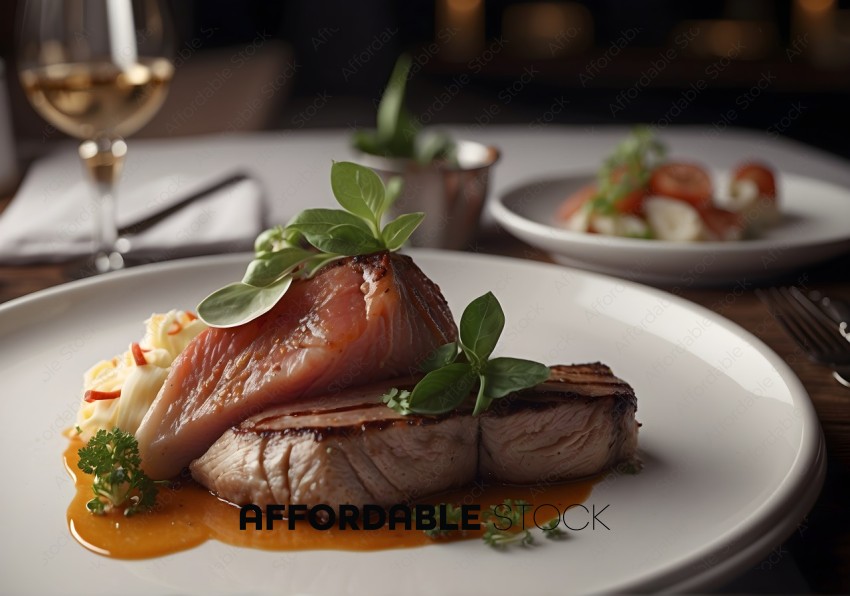 Gourmet Seared Tuna Steak on Plate