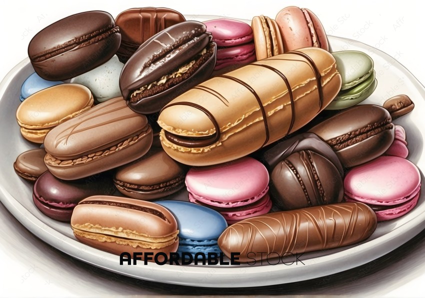 Assorted French Macarons on Plate