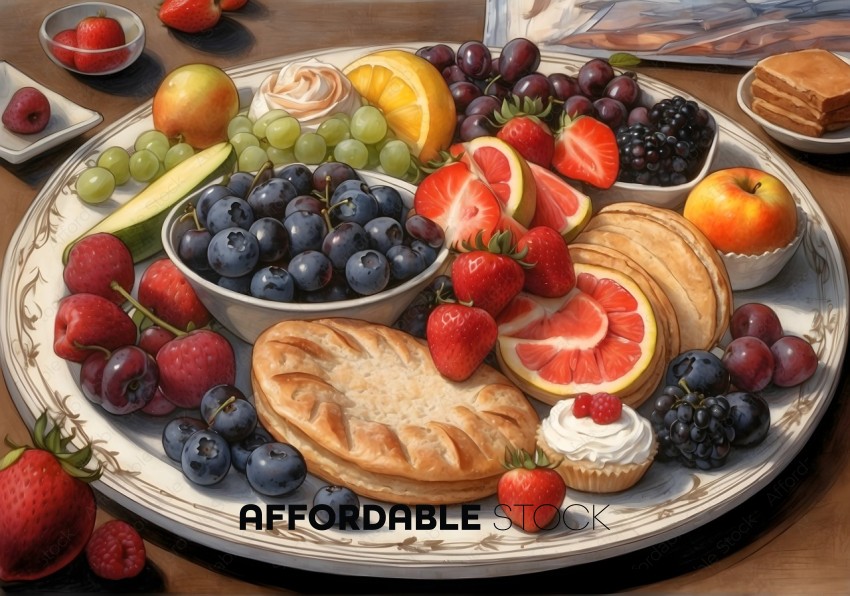 Assorted Fresh Fruits and Pastries Platter