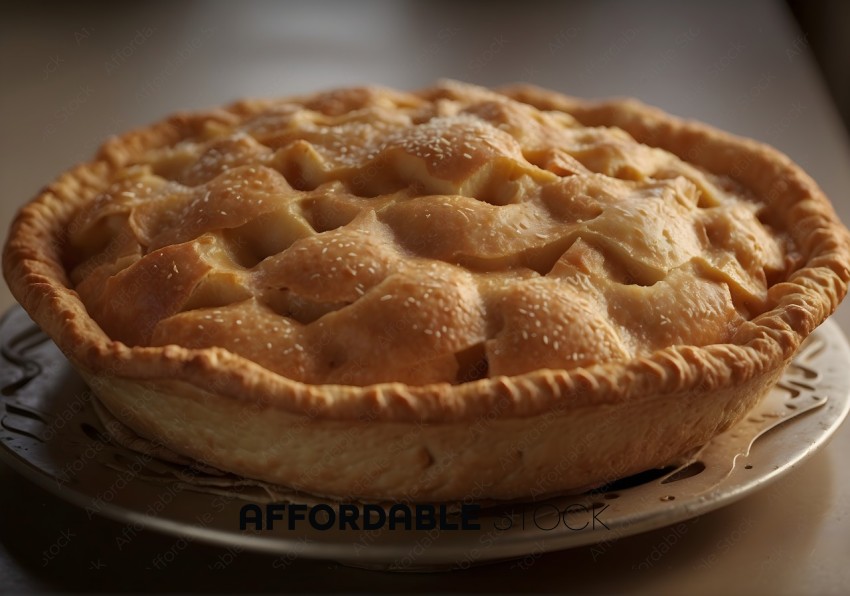 Freshly Baked Apple Pie on Plate