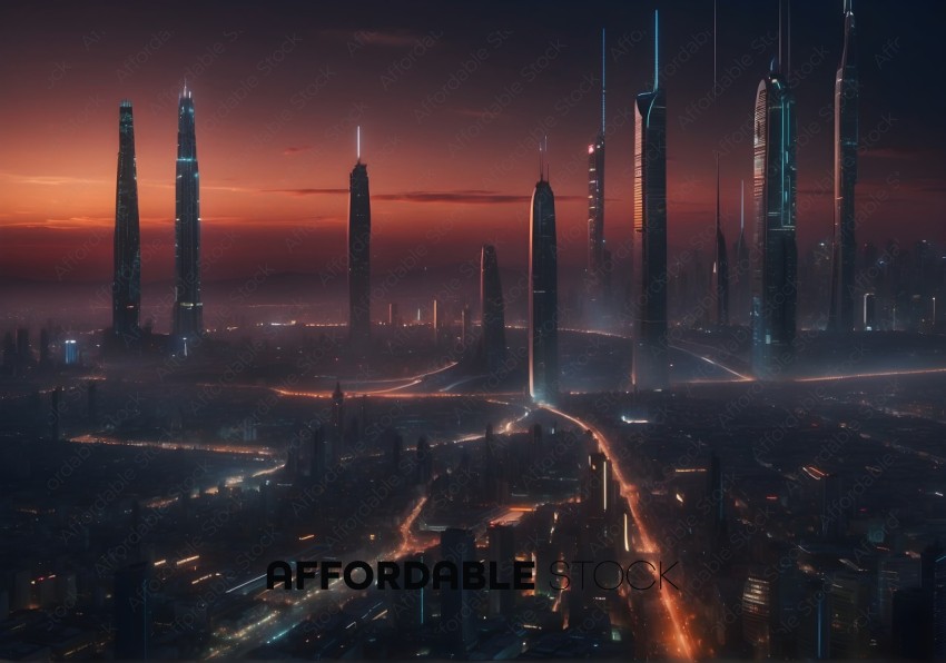 Futuristic Cityscape at Twilight