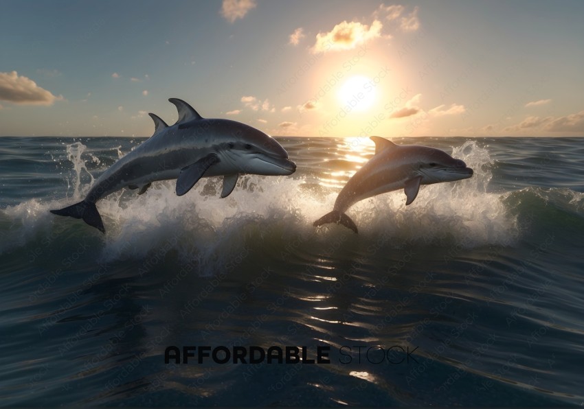Dolphins Leaping at Sunset