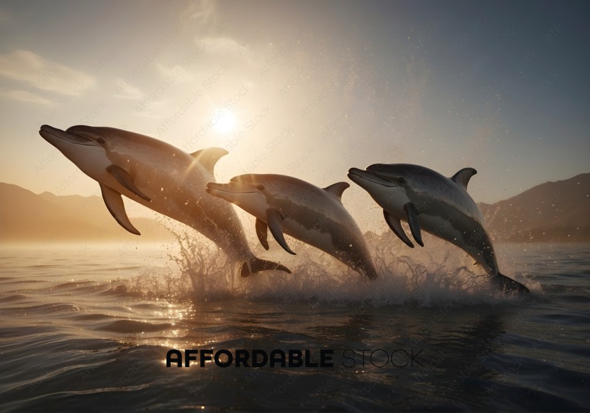 Jumping Dolphins at Sunset